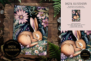 Cute Sleeping Hare Illustration, an Animal Illustration by The Dutch Lady Designs (Thumbnail 1 of 4)