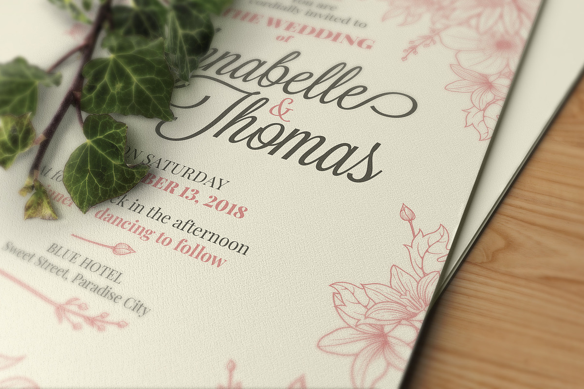 Wedding Invitation Stationery Suite, an Invitation Template by Pingebat (Photo 3 of 10)