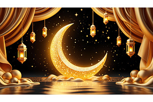Golden Moon Stage Curtains, an Abstract Photo by piter.goskov