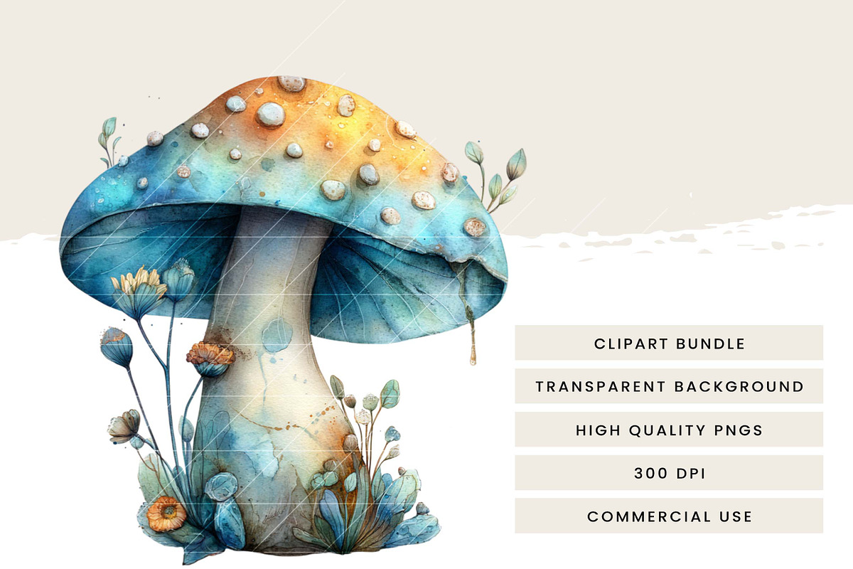 Watercolor Mushroom Clipart, an Object Illustration by Design Scotch (Photo 6 of 8)