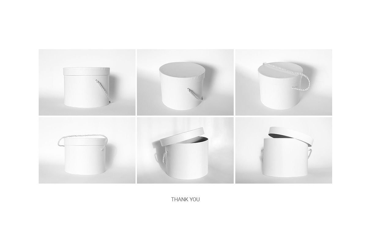 6 Mockups, Round Gift Box, a Packaging Mockup by bazarova (Photo 8 of 10)