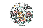 A group of cats in the sea, an Animal Illustration by gunaonedesign (Thumbnail 1 of 4)