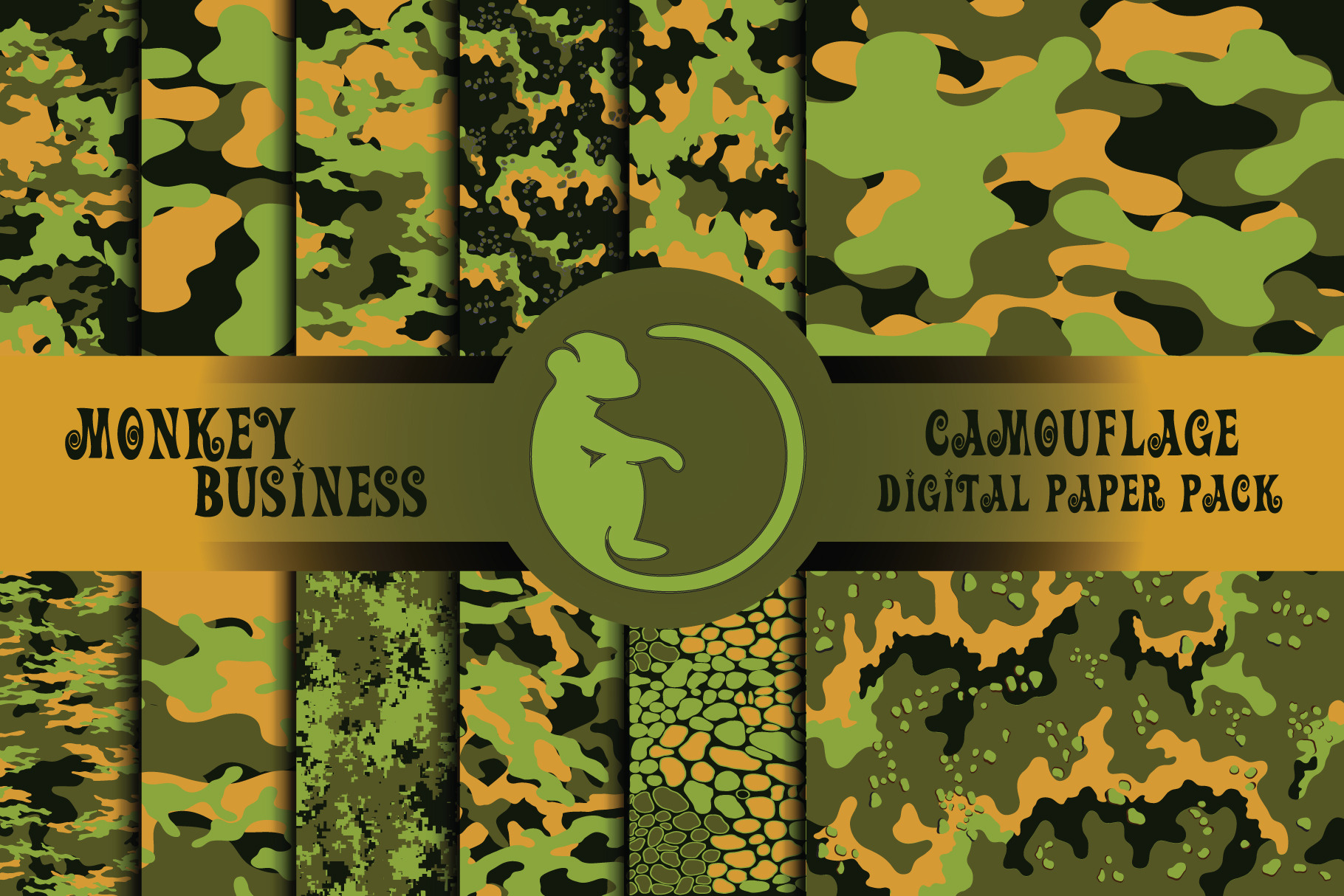 Green army camouflage patterns, a Pattern Graphic by Monkey Business