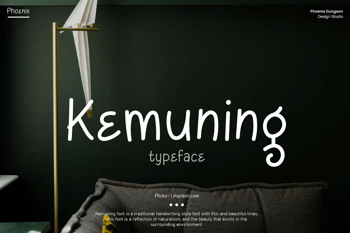 Kemuning Typeface, a Script Font by Phoenix Dungeon (Photo 1 of 9)