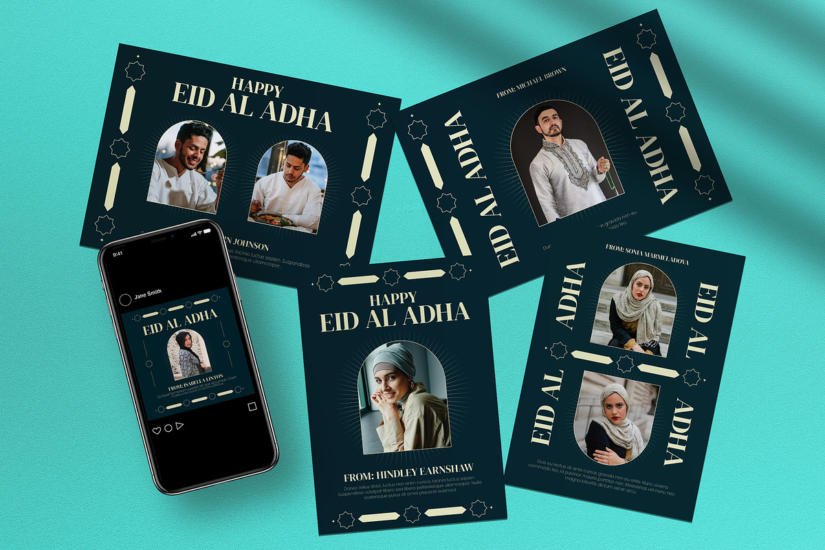 Green Eid Al Adha Greeting Card, a Card Template by graphicook (Photo 1 of 4)
