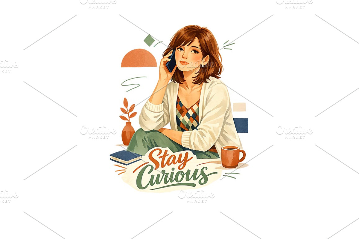 Stay Curious Wall Art, Woman, a Background Graphic by LaseredNinja (Photo 3 of 3)