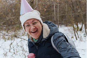 Joyful celebration in a snowy forest, a Sports & Recreation Photo by darksoul72