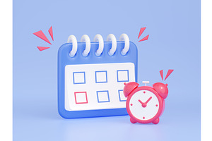 Calendar With Clock 3d Render -