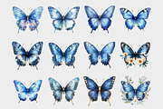 Watercolor Butterflies Clipart, a Seasonal Illustration by Design Market (Thumbnail 3 of 5)