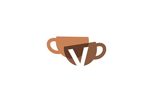 V Letter Coffee Cup Overlapping