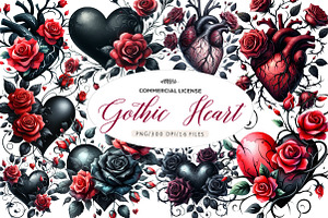 Gothic Floral Heart Clipart, an Illustration by CreationArt