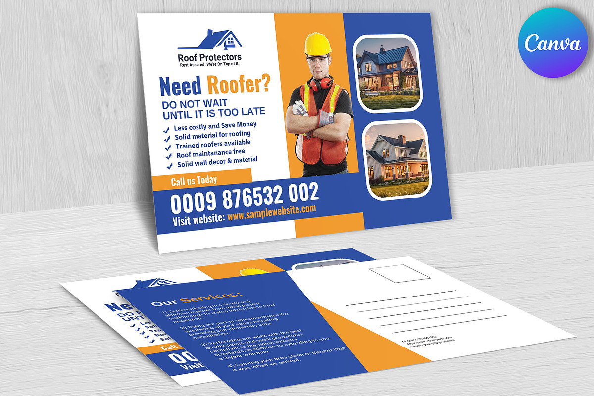 Roof Repair Service Postcard, a Card Template by Psd Templates (Photo 2 of 3)