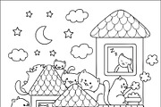 10 Cute cats coloring pages, an Illustration by Somjai King (Thumbnail 5 of 11)