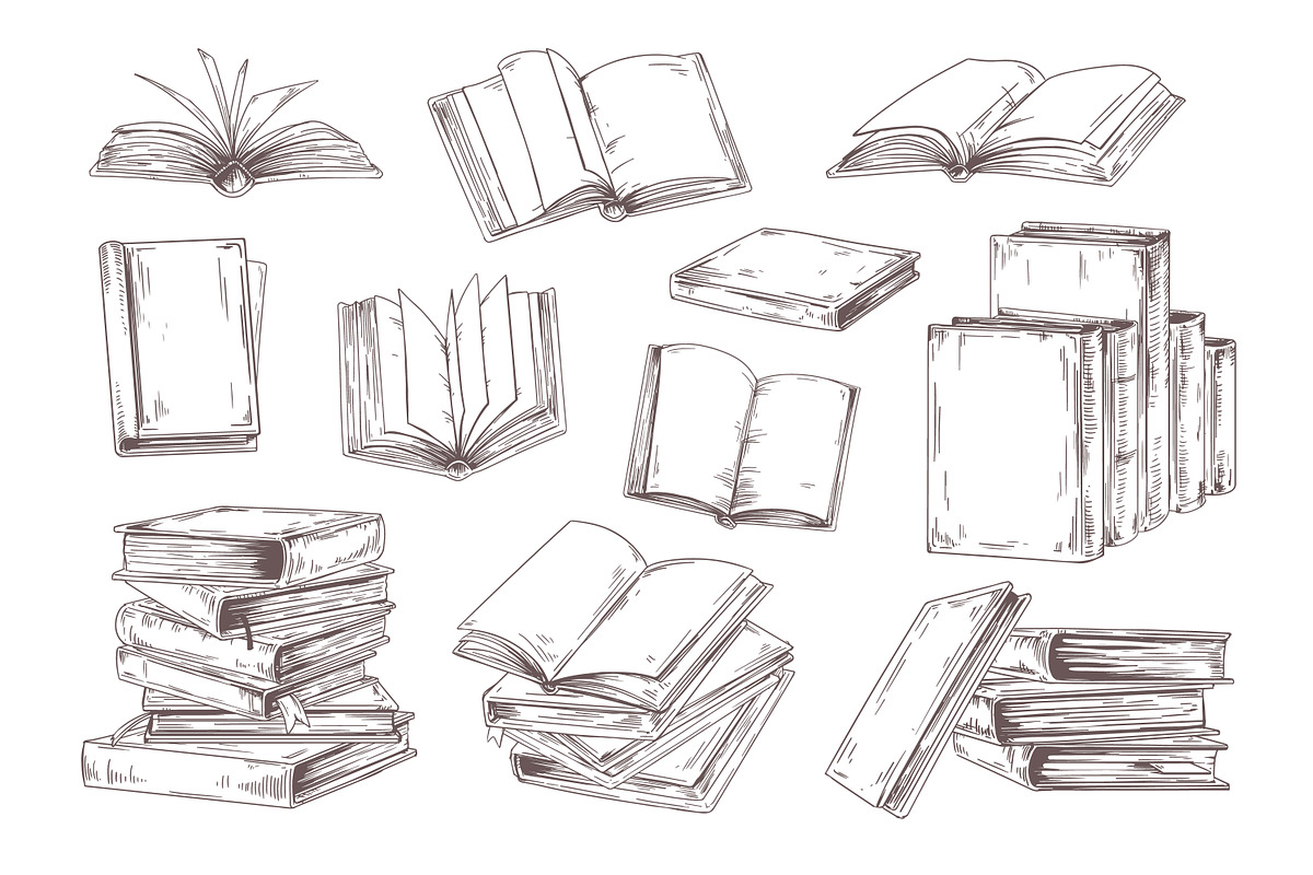 Antique hand-drawn books set, a Decorative Illustration by Good Studio (Photo 4 of 4)