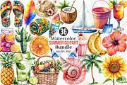 Watercolor Summer Clipart Bundle, an Illustration by Canvas Craft (Thumbnail 1 of 7)