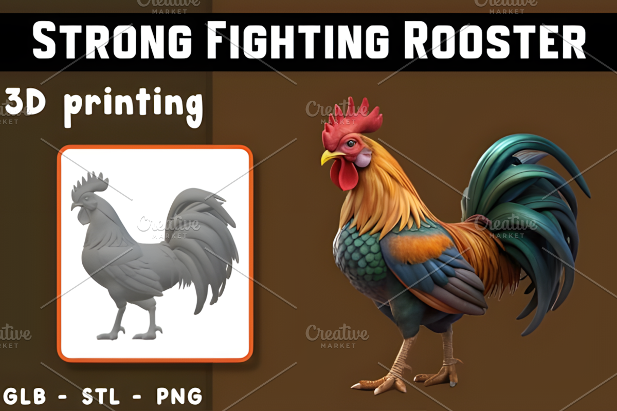 Strong Fighting Rooster 3D Model, an Animal 3D Model by Ink Gallery (Photo 1 of 3)