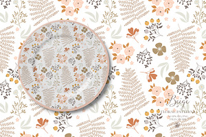 Beige Floral Patterns - Vector Set