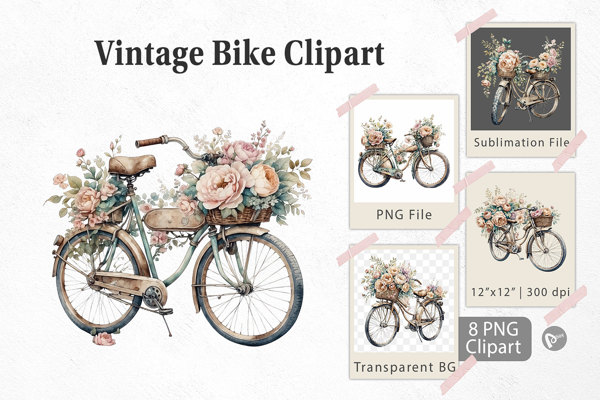 Vintage Bike Clipart, a Graphic by Artnoy (Photo 1 of 5)