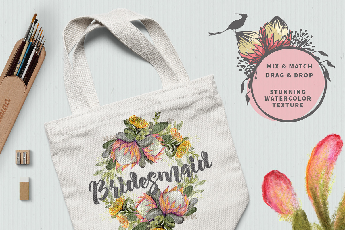 WATERCOLOR Protea Logo & Card Kit, an Illustration by Ingrid Marais Design (Photo 5 of 5)