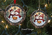 Stained Glass Wedding Snowman Art, a Seasonal Illustration by CrexoraLab (Thumbnail 1 of 3)