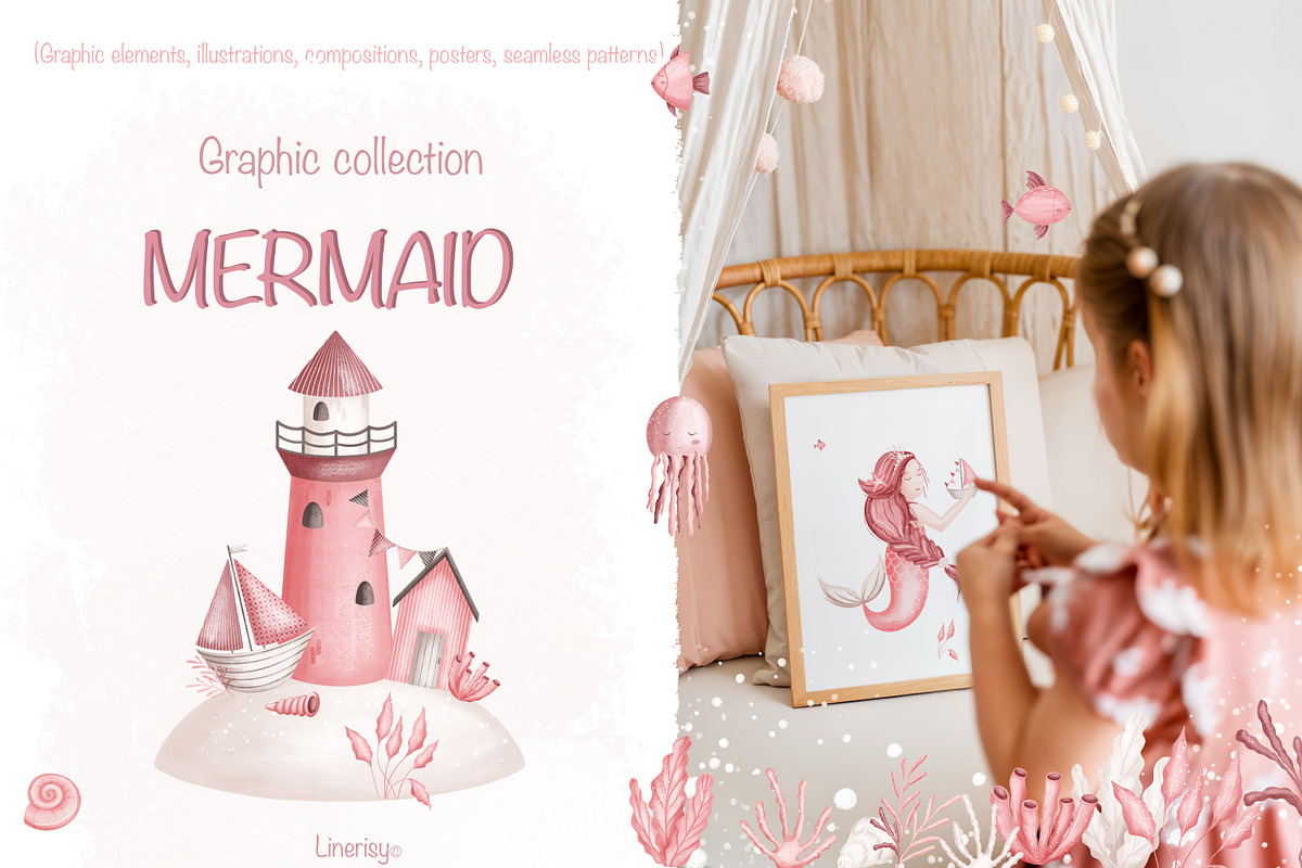 Mermaid- baby collection, an Animal Illustration by Linerisyart (Photo 1 of 12)