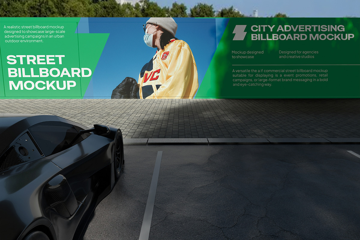 Street Billboard Mockup, an Advertising Mockup by Unerispace (Photo 2 of 5)
