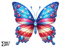 American Butterfly Patriotic Design, an Illustration by Designworld