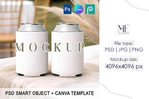Two Can Cooler Mockup Drink Holder