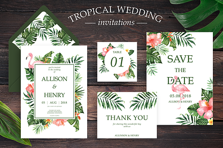 Tropical Wedding Invitation Suite