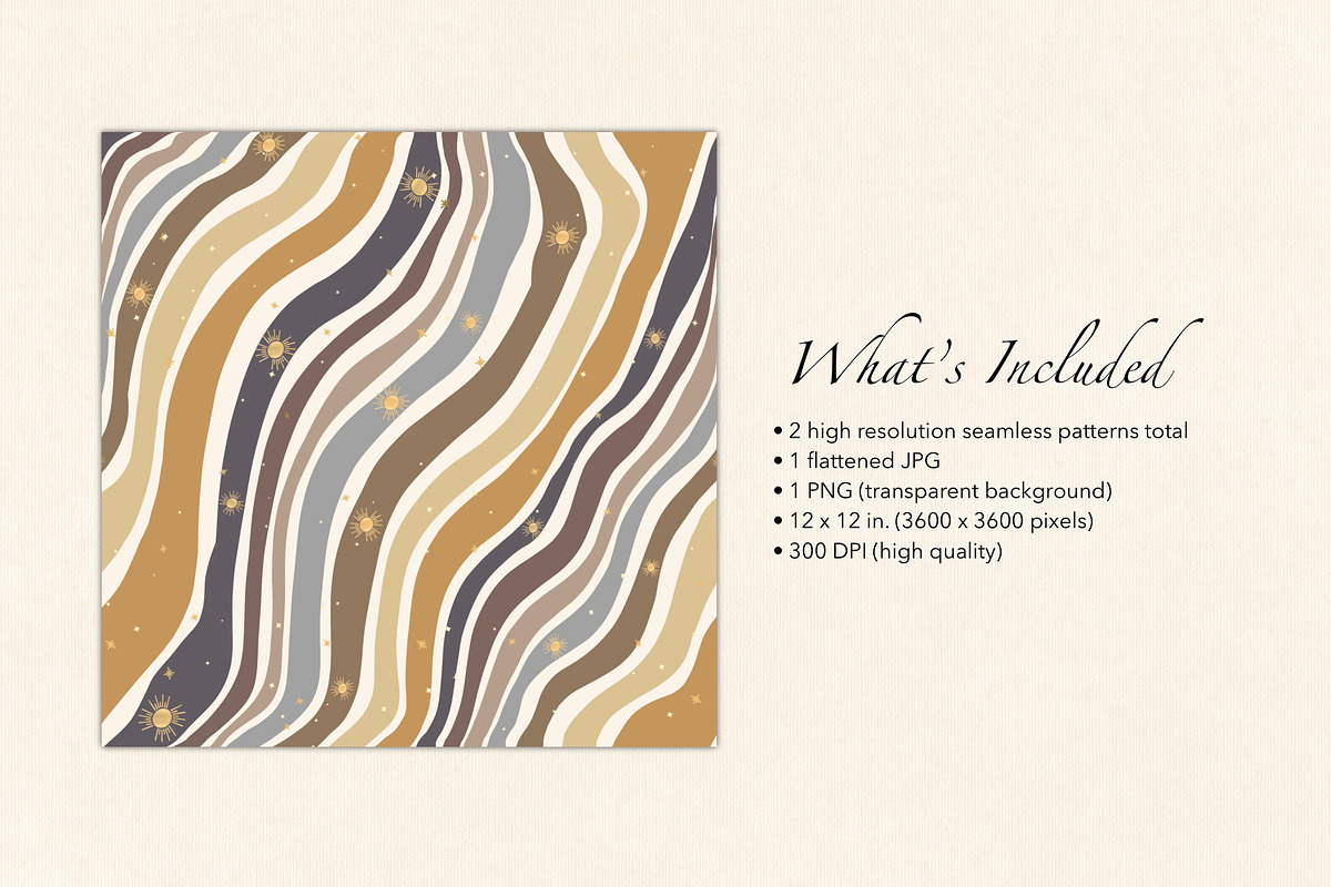 Boho Sun And Stars Surface Pattern, a Pattern Graphic by Quinn Lane Designs (Photo 3 of 6)