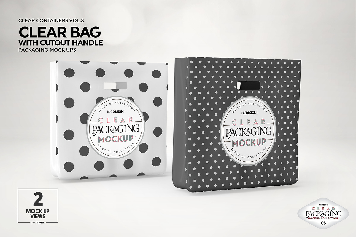 Clear Bag with Cutout Handles Mockup, a Packaging Mockup by INCDesign (Photo 6 of 10)