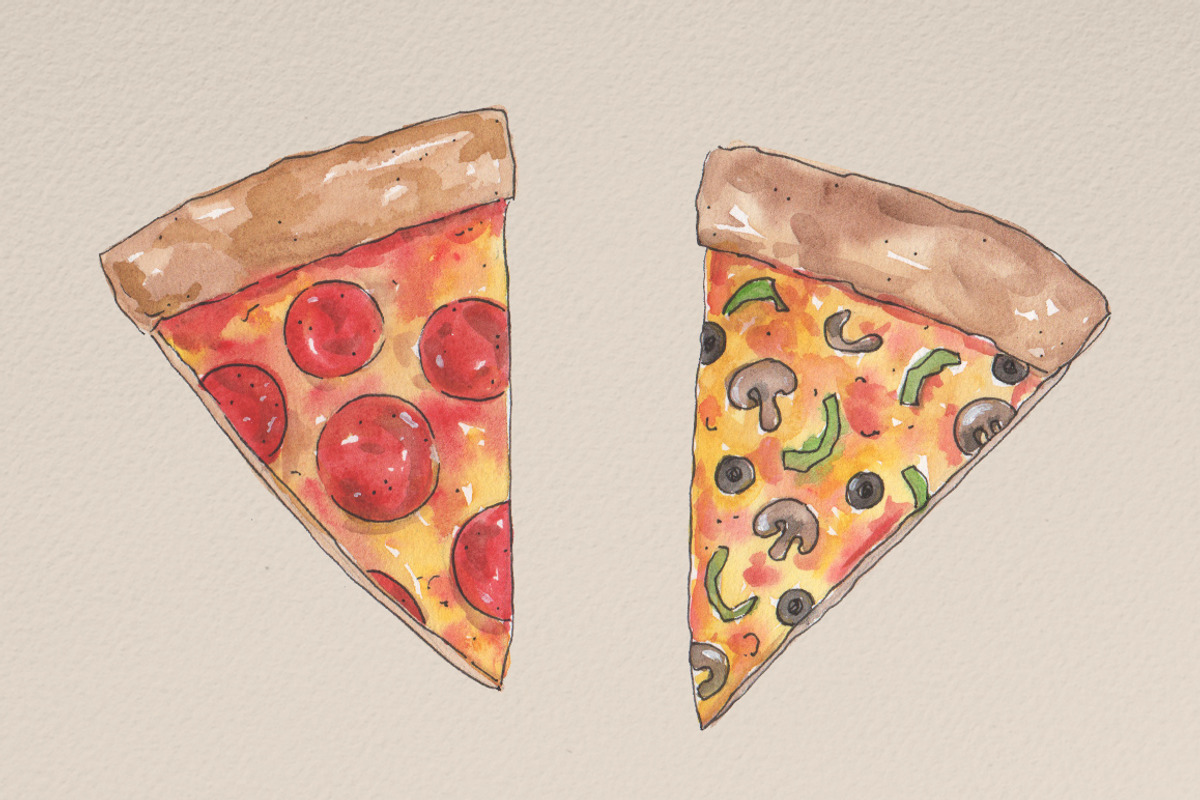 Watercolor Pizza Pack, a Food Illustration by R.Ewers Designs (Photo 2 of 3)