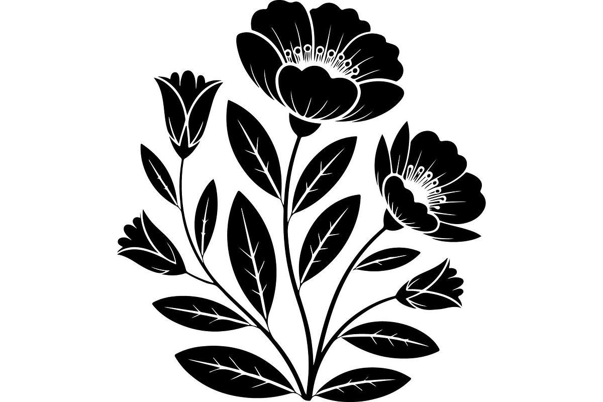 Black Wildflower Bouquet Set, an Object Graphic by jahid234 (Photo 1 of 13)