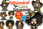 Whimsical Witch Clipart Bundle, a Seasonal Illustration by fashionaddict (Thumbnail 1 of 7)