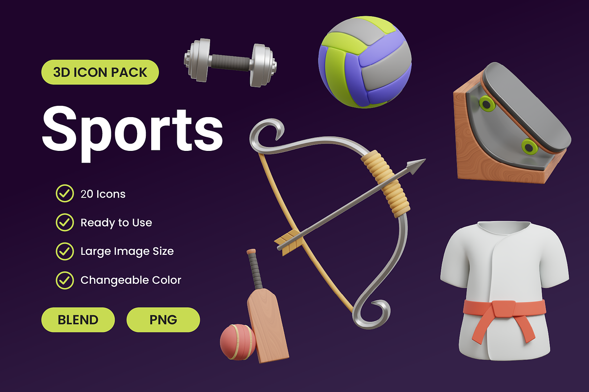 Sports 3D Icon Pack, an Object 3D Model by Bartama Graphic (Photo 1 of 2)