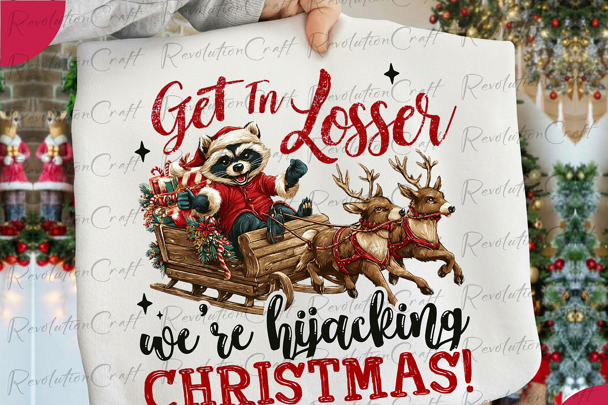 Funny Raccoon Christmas PNG, an Illustration by OK Design (Photo 3 of 4)