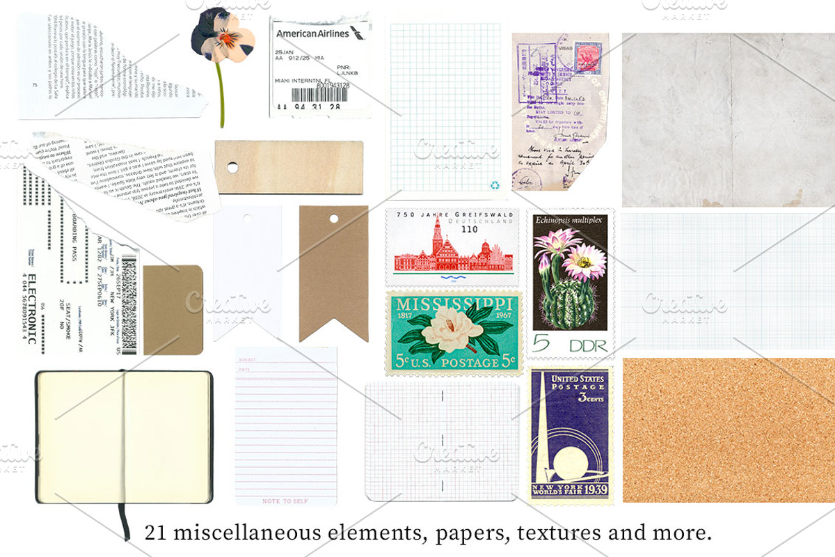 145 collage elements, fonts + Bonus, an Object Graphic by Negative Space (Photo 5 of 9)