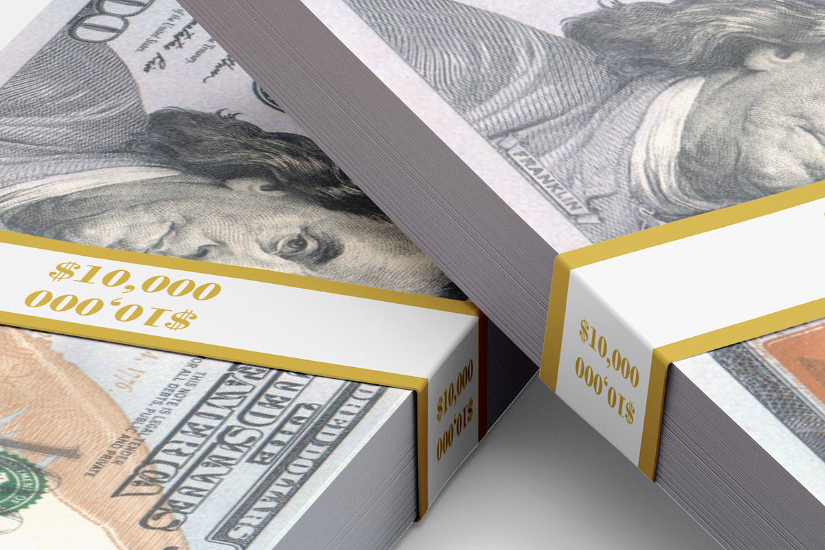 Money Stacks Mockups v.1 - 4 views, a Merchandise Mockup by Illusiongraphic (Photo 9 of 16)