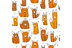 Funny Foxes, Seamless Pattern