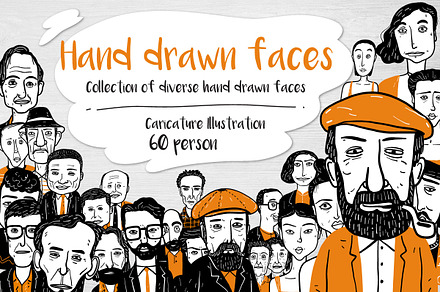 Hand drawn diverse faces