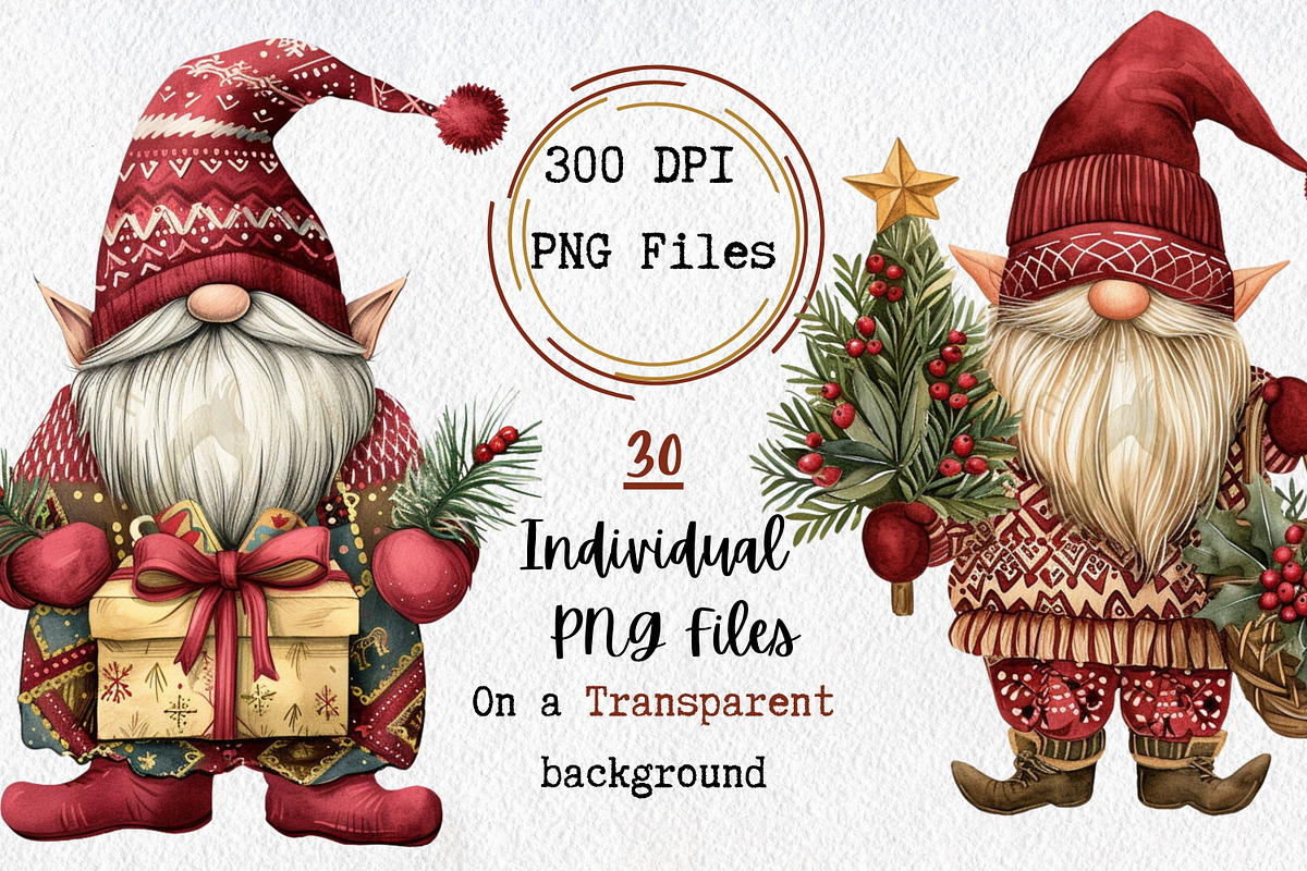 Watercolor Whimsical Gnomes PNG, an Illustration by NiiiNArt (Photo 4 of 6)
