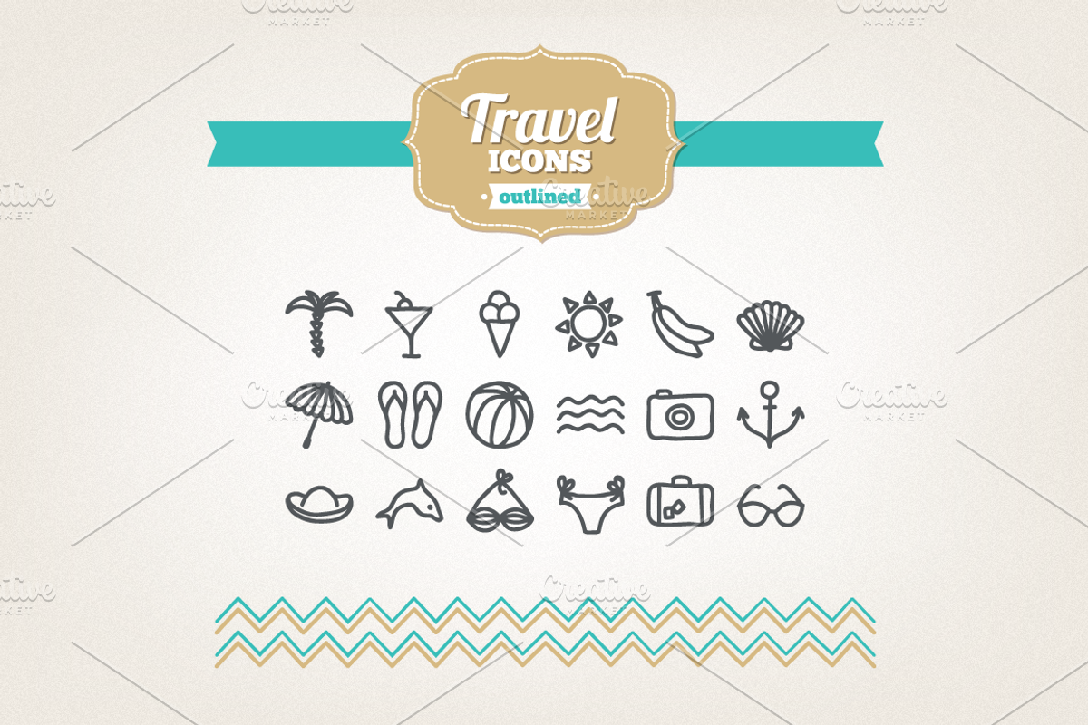 Hand drawn travel icons