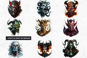 Demonic portraits clipart set, a Person Illustration by ThatsDesignArt (Thumbnail 7 of 10)