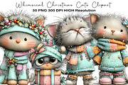 Whimsical Christmas Cats Clipart, an Animal Illustration by Black Bird Studio (Thumbnail 1 of 6)