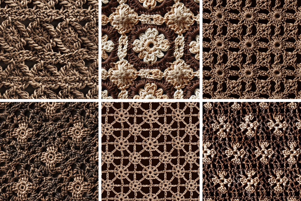 Brown Crochet Seamless Patterns, a Pattern Graphic by PrintablesByFranklyn (Photo 3 of 4)