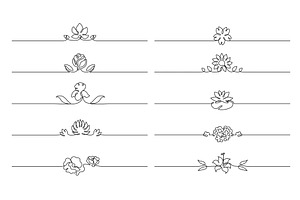 Floral borders separators with one, an Illustration by winwin.art