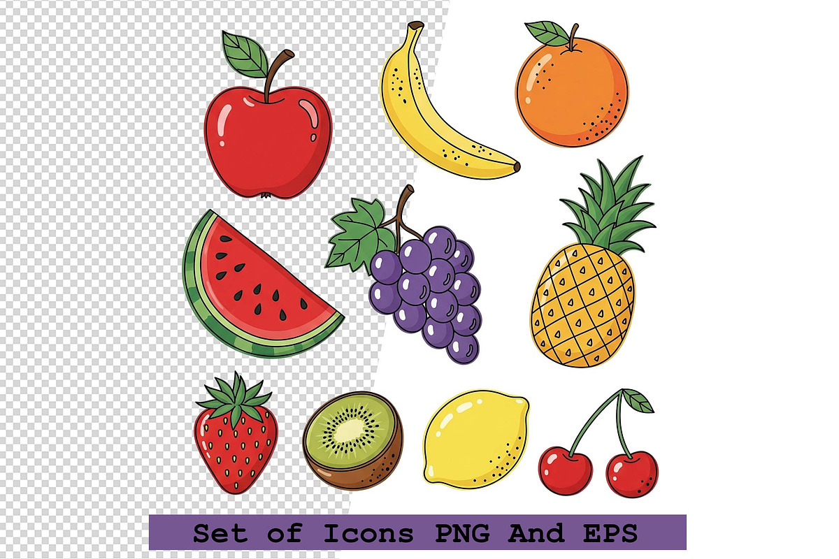 Set of fruit icons in hand drawn, an Icon by one-touch