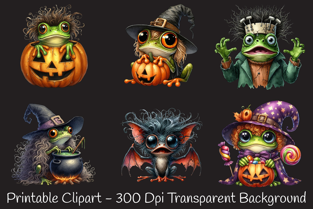 Halloween Funny Frog Clipart, an Illustration by RobertsArt (Photo 2 of 7)