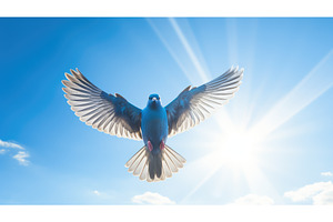 bird blue sky and sun ai generated, a Nature Photo by pikepicture