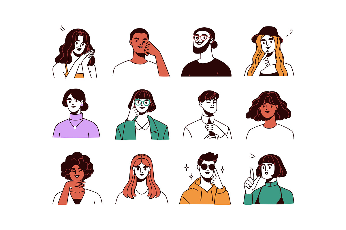 Line art people avatars set, a Person Illustration by Good Studio (Photo 4 of 5)